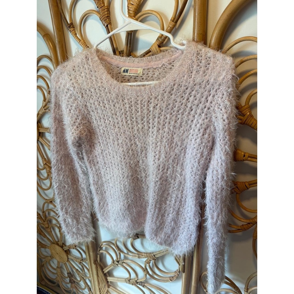 H&M Sweater Kids Girls 8-10Y‎ Light Pink Lavender Fuzzy Pullover